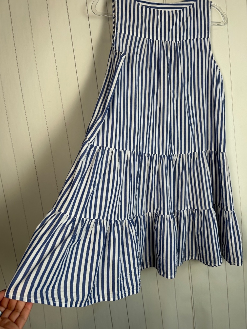 Tuckernuck Pomander Place Size L Kenzo Dress Blue Stripe Tiered Cotton Poplin - Picture 6 of 9